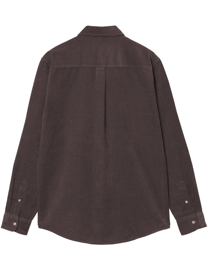 Carhartt WIP Long Sleeve Madison Fine Cord Shirt Shale Wax Back View