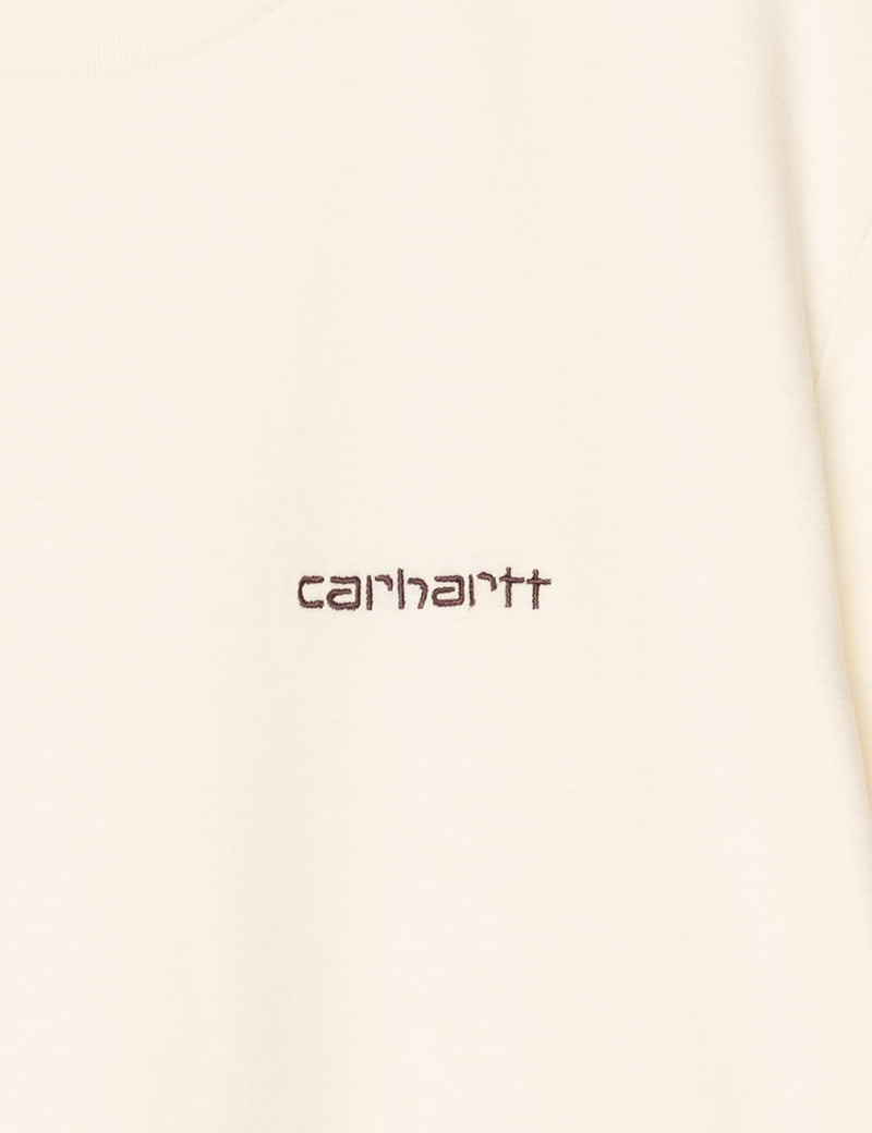 Carhartt WIP W' S/S Script Embroidery T-Shirt Cinnerus Cozy Purple Detailing