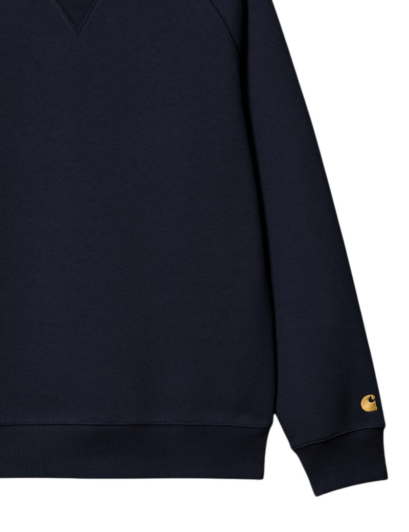 Carhartt Wip Chase Sweatshirt Dark Navy Gold Embroidered Logo