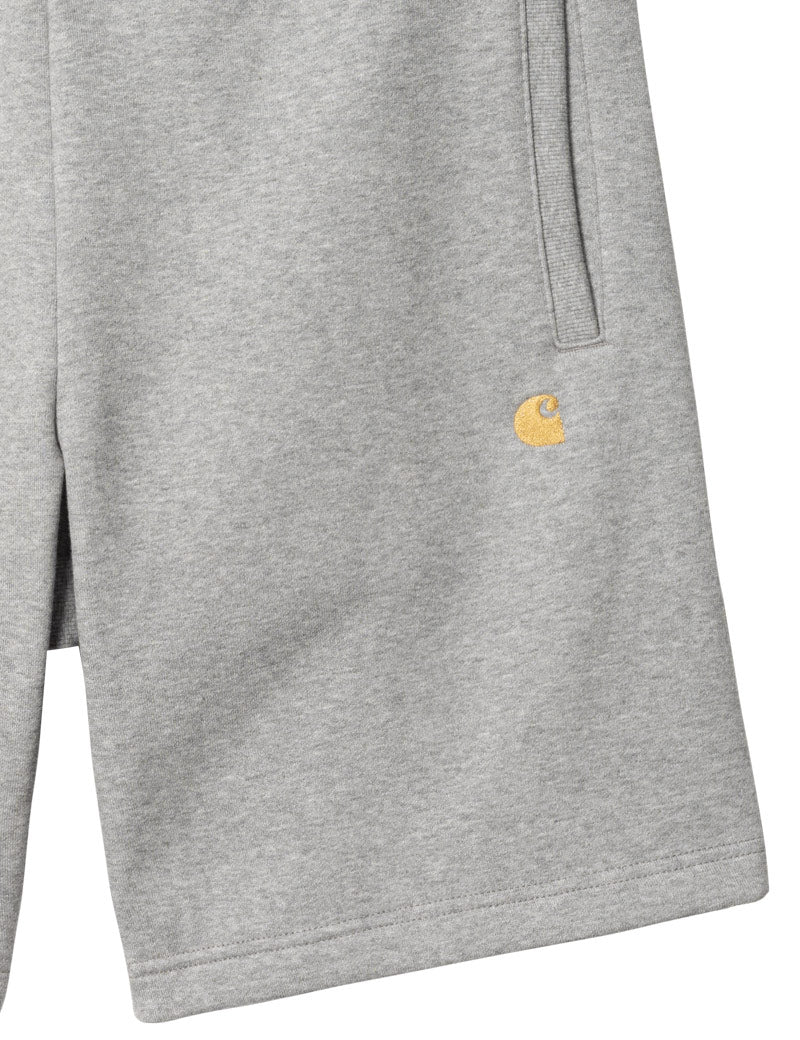 Carhartt WIP Chase Sweat Short Grey Heather Gold Pocket Detail