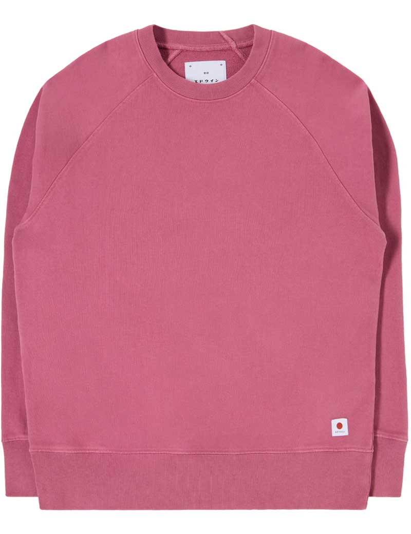 Edwin Raglan Sleeve Crew Neck Sweatshirt Red Violet