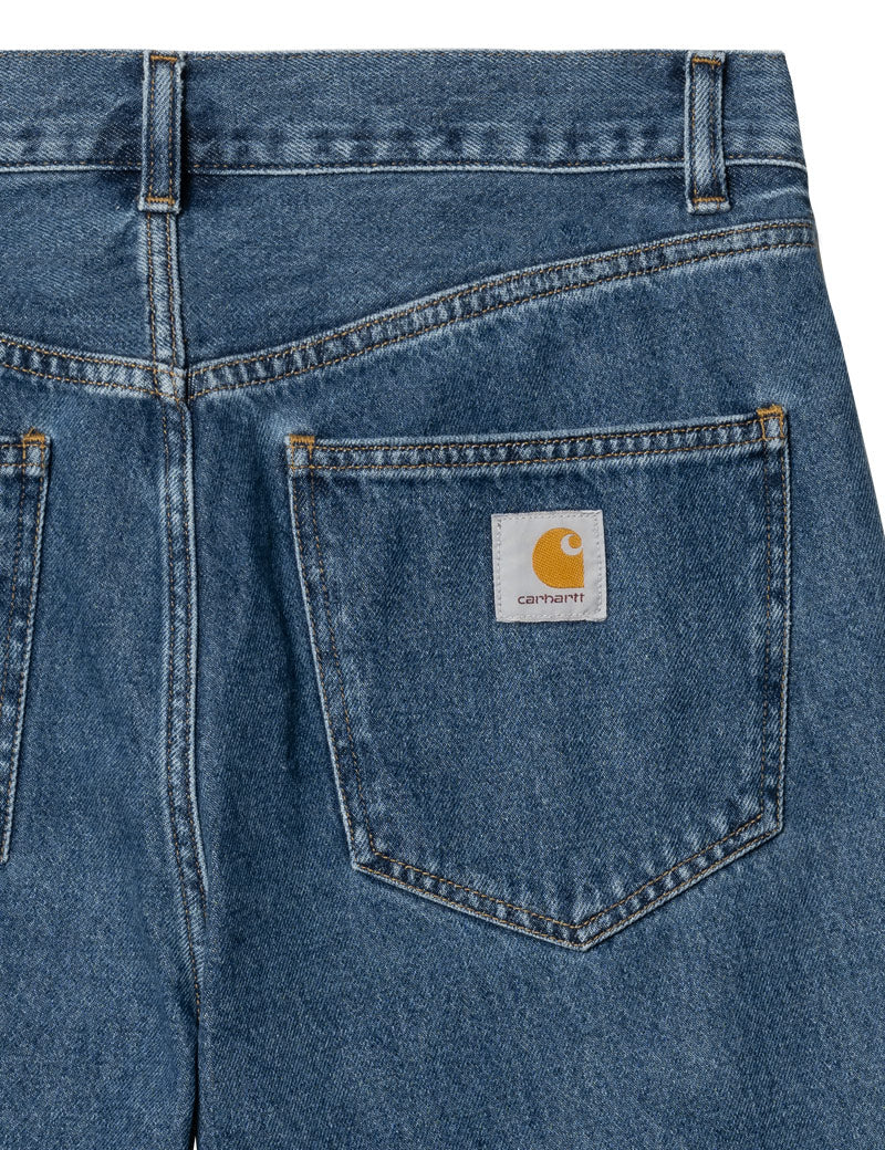 Carhartt WIP Nolan Shorts Denim Blue Heavy Stone Wash Pocket Detail