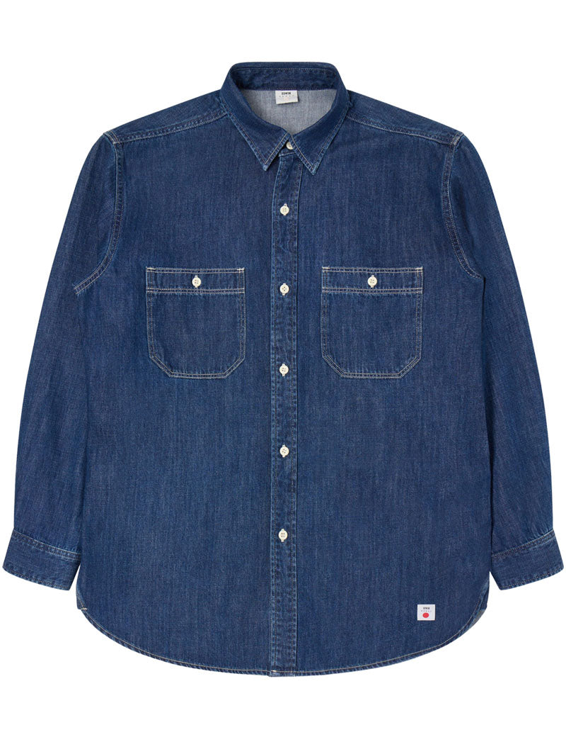 Edwin Work Shirt Long Sleeved Blue Dark Used