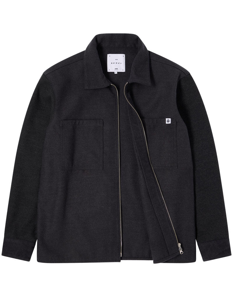 Edwin Snug Long Sleeve Overshirt Dark Grey Marl