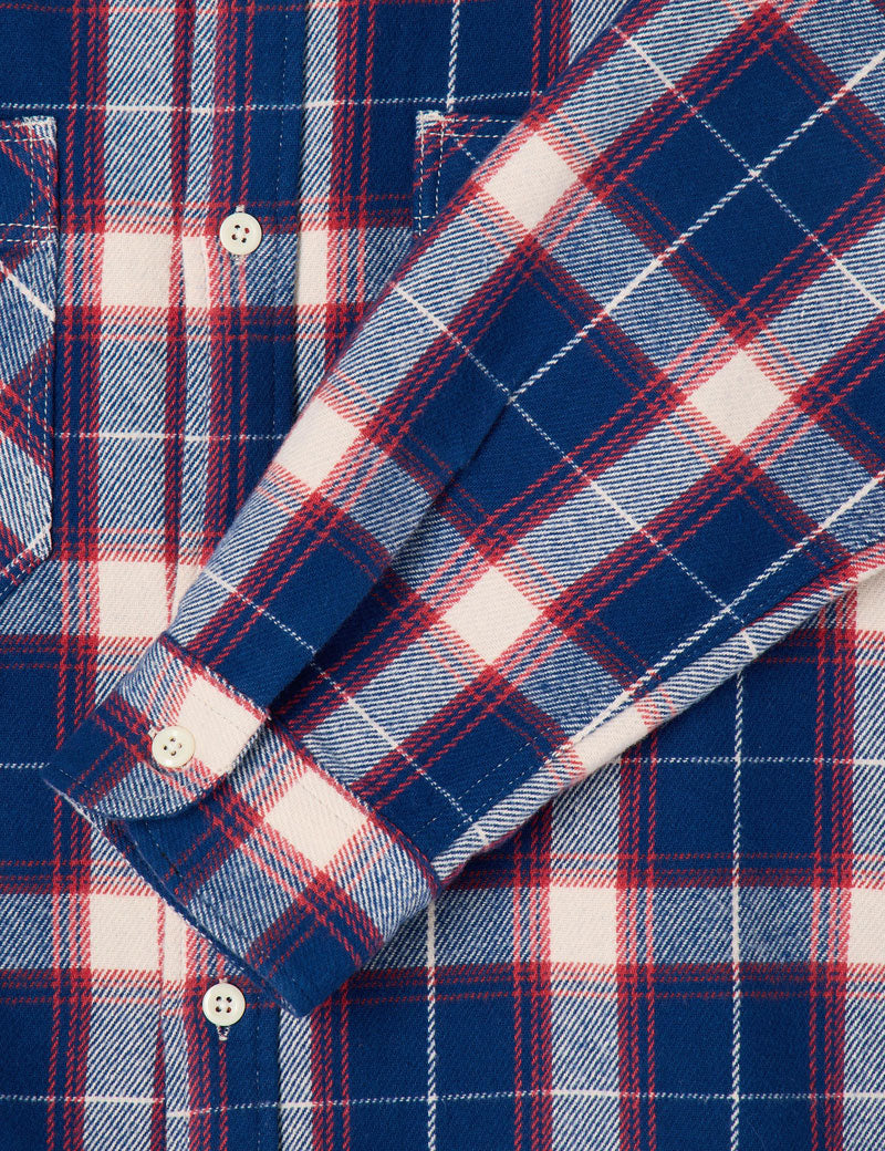 Edwin Work Shirt Long Sleeved Navy Red