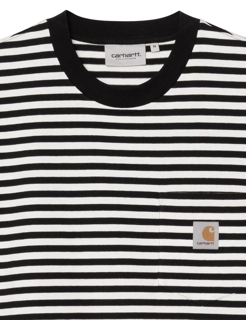 Carhartt WIP Short Sleeve Ezra Pocket T-Shirt Stripe Black Wax Pocket Detail