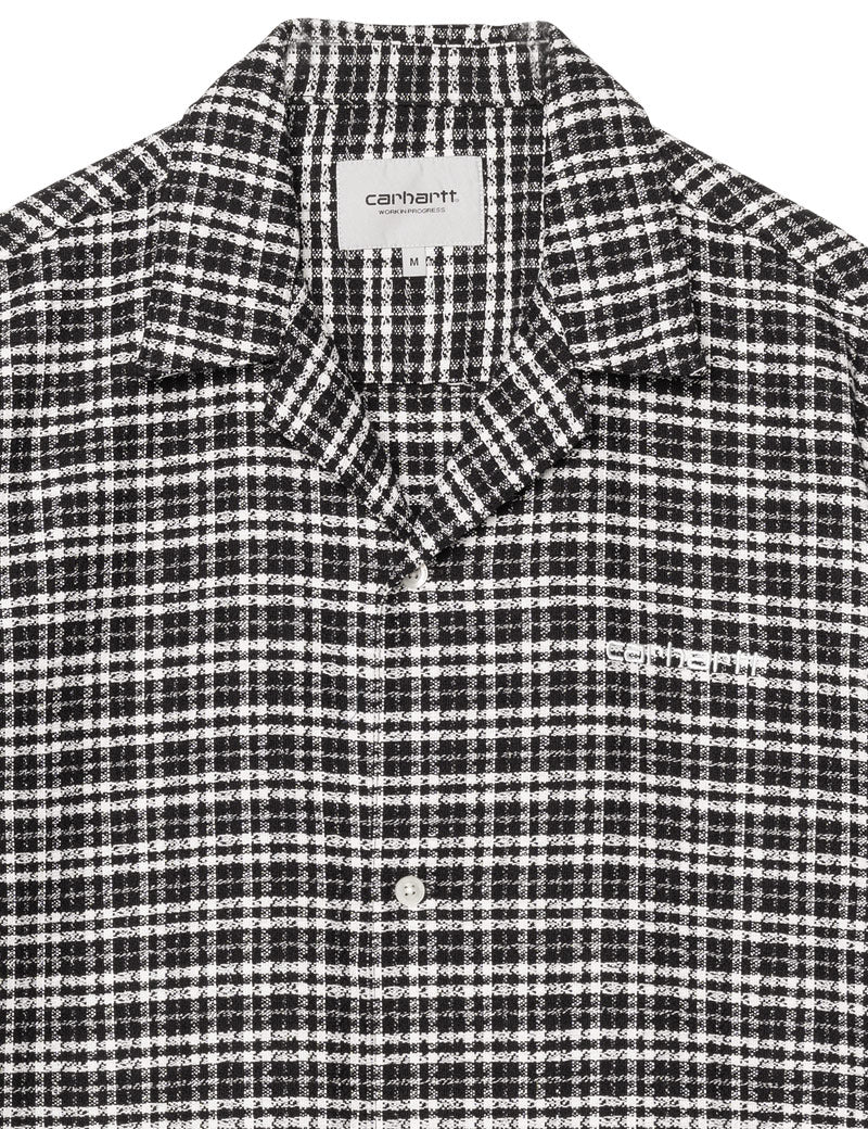 Carhartt WIP Short Sleeve Kander Shirt Check Blue River Collar Detail