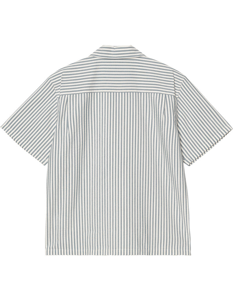 Carhartt WIP Leavel Shirt Stripe Blue River And Wax Back View