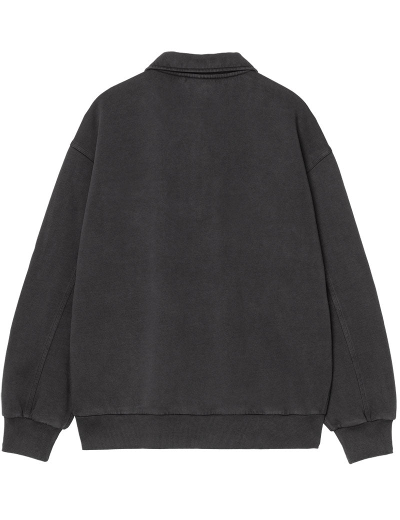 Carhartt WIP Half Zip Detroit Sweat Black Stone Washed Back View