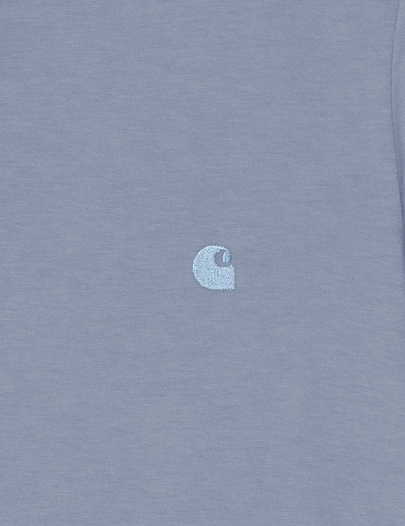 Carhartt WIP W' Short Sleeve Luca T-Shirt Gentle Blue Embroidered Logo