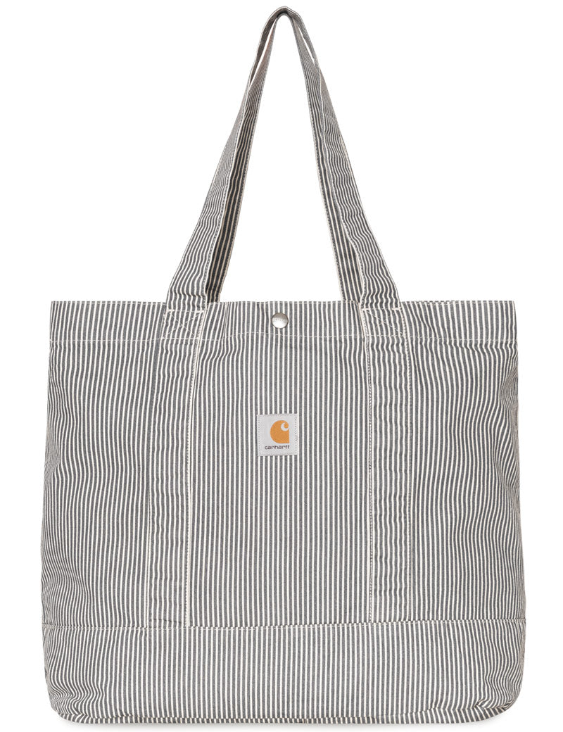 Carhartt WIP Mercer tote Bag Hickory Stripe Graphite Wax Stone Washed