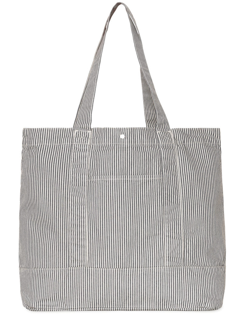 Carhartt WIP Mercer tote Bag Hickory Stripe Graphite Wax Stone Washed