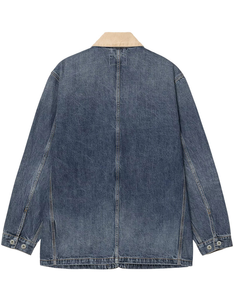 Carhartt WIP Warren Chore Coat Denim Blue, Dusty H Brown, Dark Used Wash Back View
