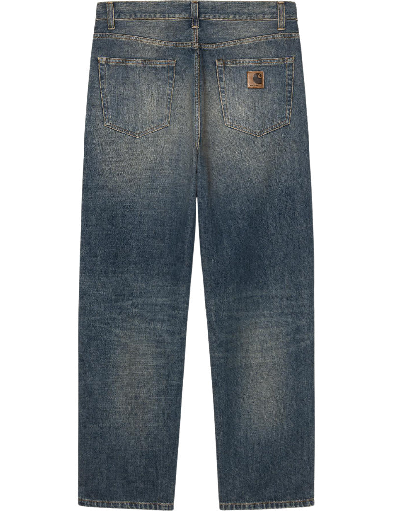Carhartt WIP Aaron pant Camano Denim Blue, Mid Worn Used BaCK View