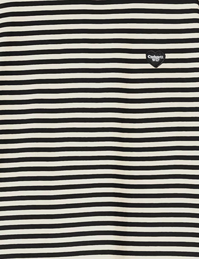 Carhartt WIP Women's S/S Essy T-Shirt Stripe Black & Wax Chest Heart Logo