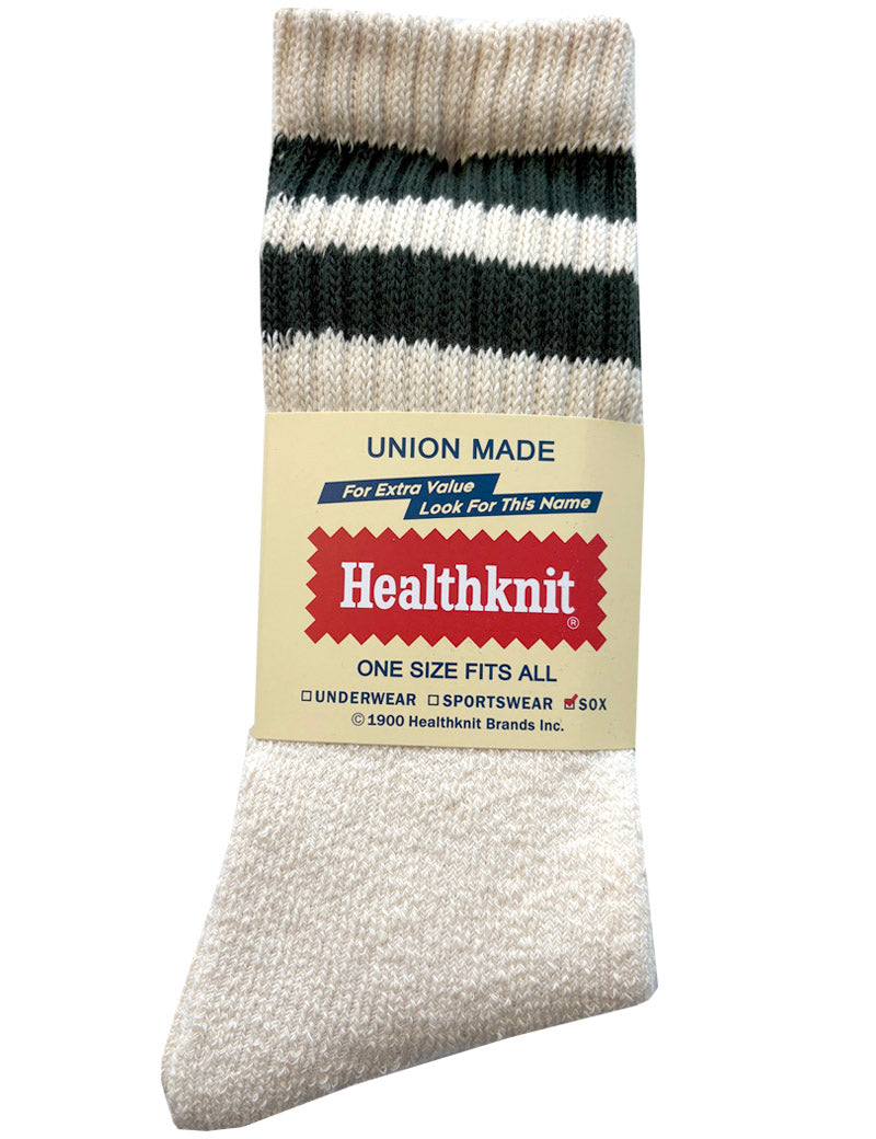 Healthknit 3 Pack Crew Socks Off-White Multi 2 Stripe