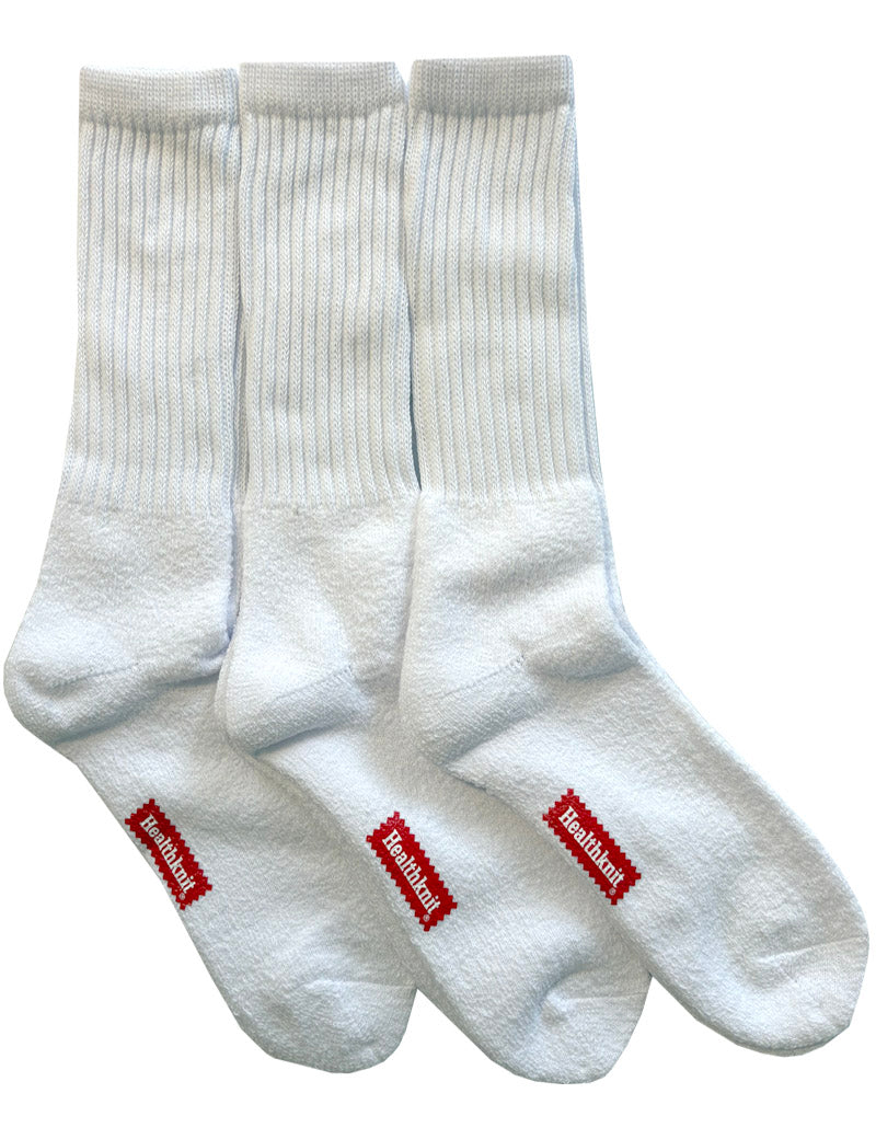 Healthknit 3 Pack Crew Socks White
