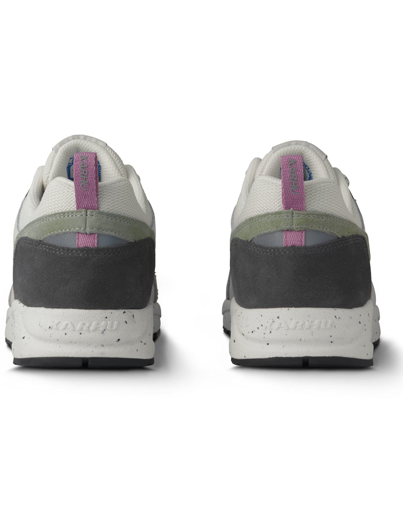 Karhu Fusion 2.0 Dark Gull Gray And Lilas Heel View