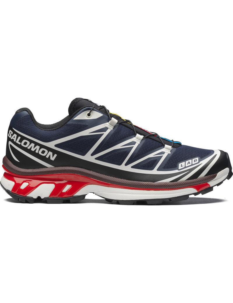 Salomon XT-6 LAB Trainers Maritime Blue Black Fiery Red Side