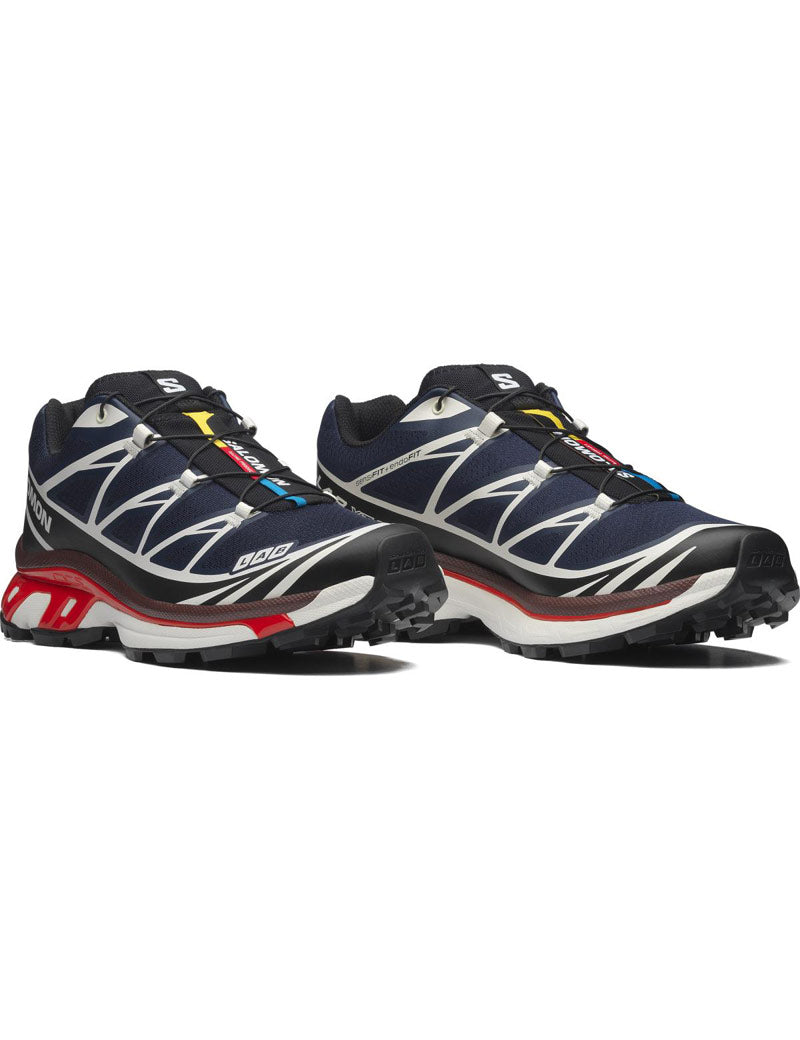 Salomon XT-6 LAB Trainers Maritime Blue Black Fiery Red Angle