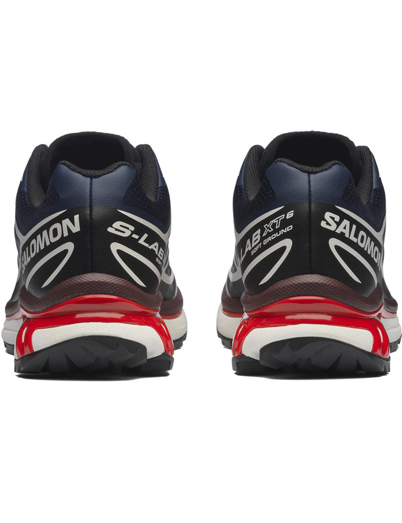 Salomon XT-6 LAB Trainers Maritime Blue Black Fiery Red Heel