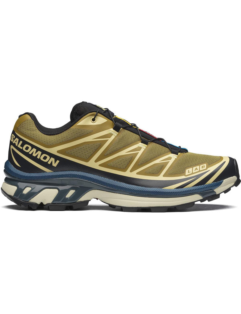 Salomon XT-6  LAB Trainers Brilliant Olive Dark Navy Dark Slate Side