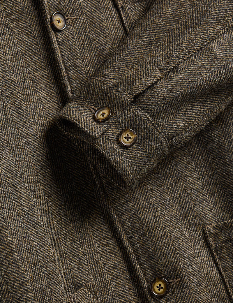 Portuguese Flannel Labura Herringbone Wool Jacket Brown