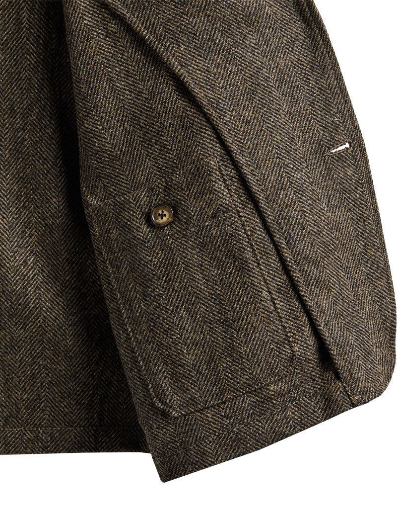 Portuguese Flannel Labura Herringbone Wool Jacket Brown