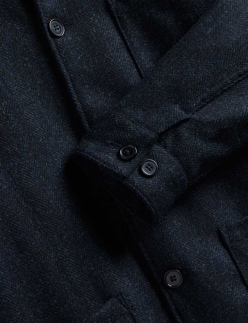 Portuguese Flannel Labura Herringbone Wool Jacket Navy