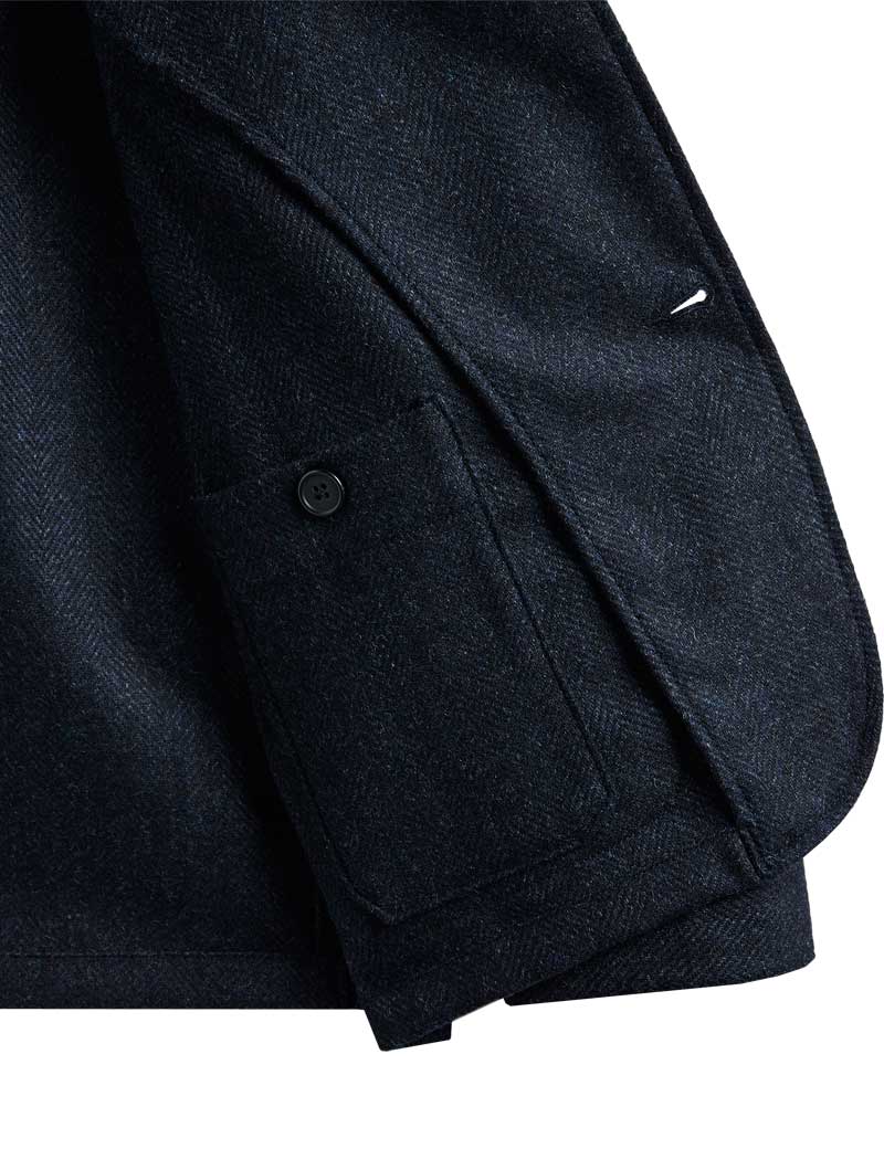 Portuguese Flannel Labura Herringbone Wool Jacket Navy