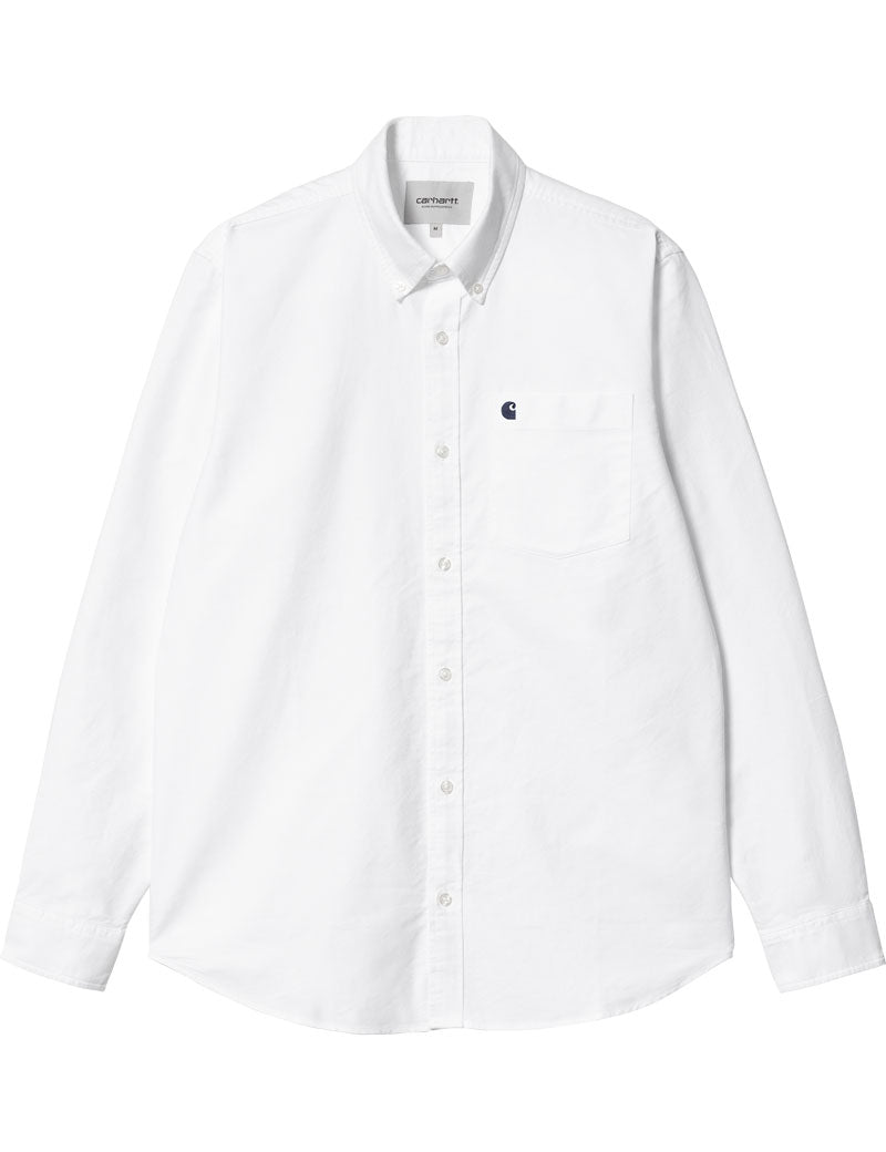 Carhartt Wip Long Sleeve C-Logo T-Shirt White Dark Navy
