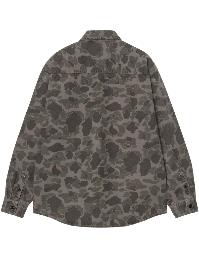 Carhartt Wip Long Sleeve Duck Shirt Camo Duck Green Porphyry