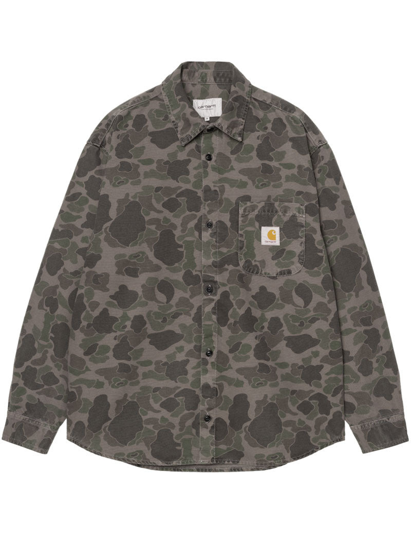 Carhartt Wip Long Sleeve Duck Shirt Camo Duck Green Porphyry