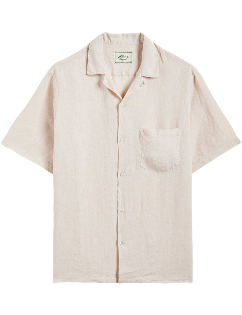Portuguese Flannel Camp Collar Linen Short Sleeve Shirt Raw
