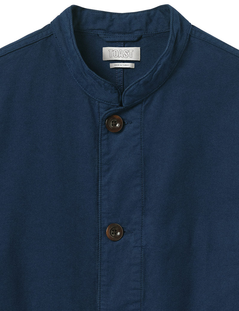 Toast Garment Dyed Cotton Canvas Stand Collar Jacket Uniform Blue Collar Detail