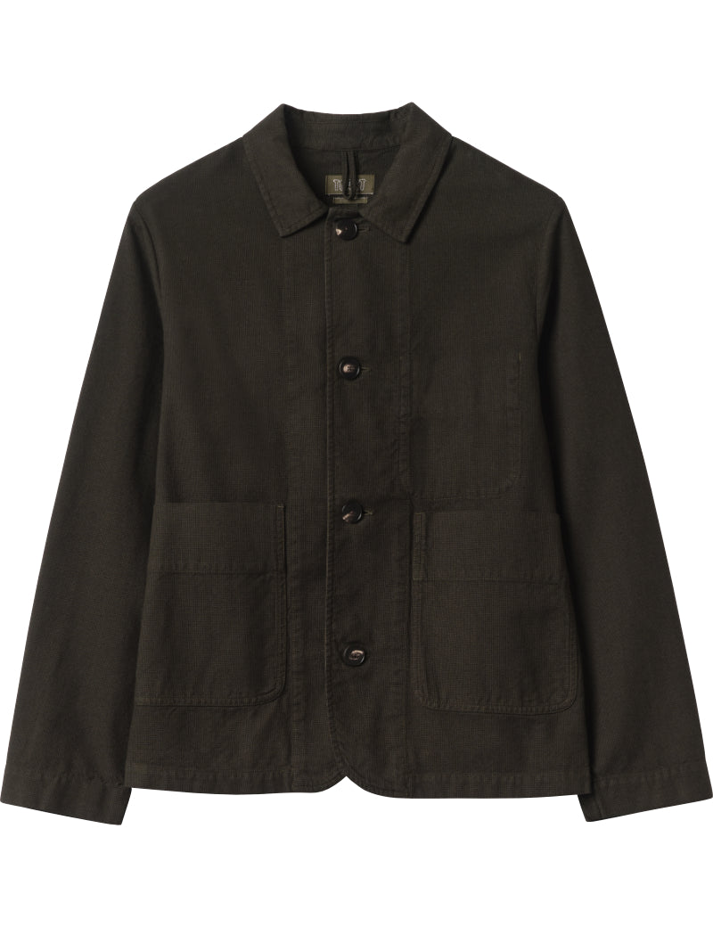 Toast Unstructured Overdyed Micro Houndstooth Jacket Grey Olive