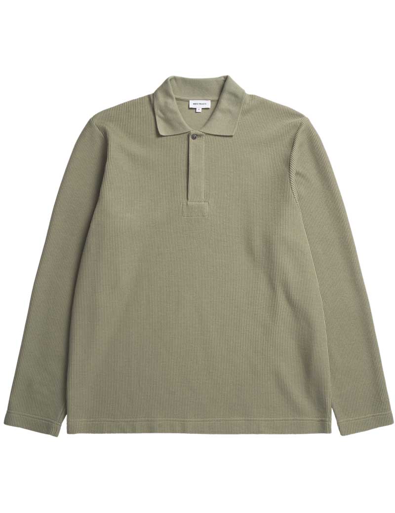 Norse Projects Ruben Double Face Long Sleeved Polo Shirt Clay