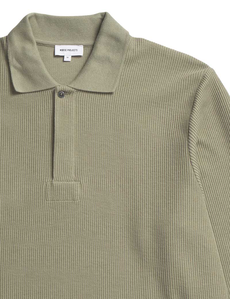 Norse Projects Ruben Double Face Long Sleeved Polo Shirt Clay