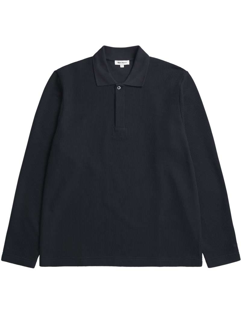 Norse Projects Ruben Double Face Long Sleeved Polo Dark Navy