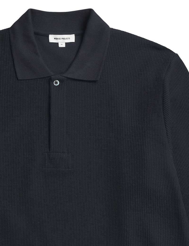 Norse Projects Ruben Double Face Long Sleeved Polo Dark Navy