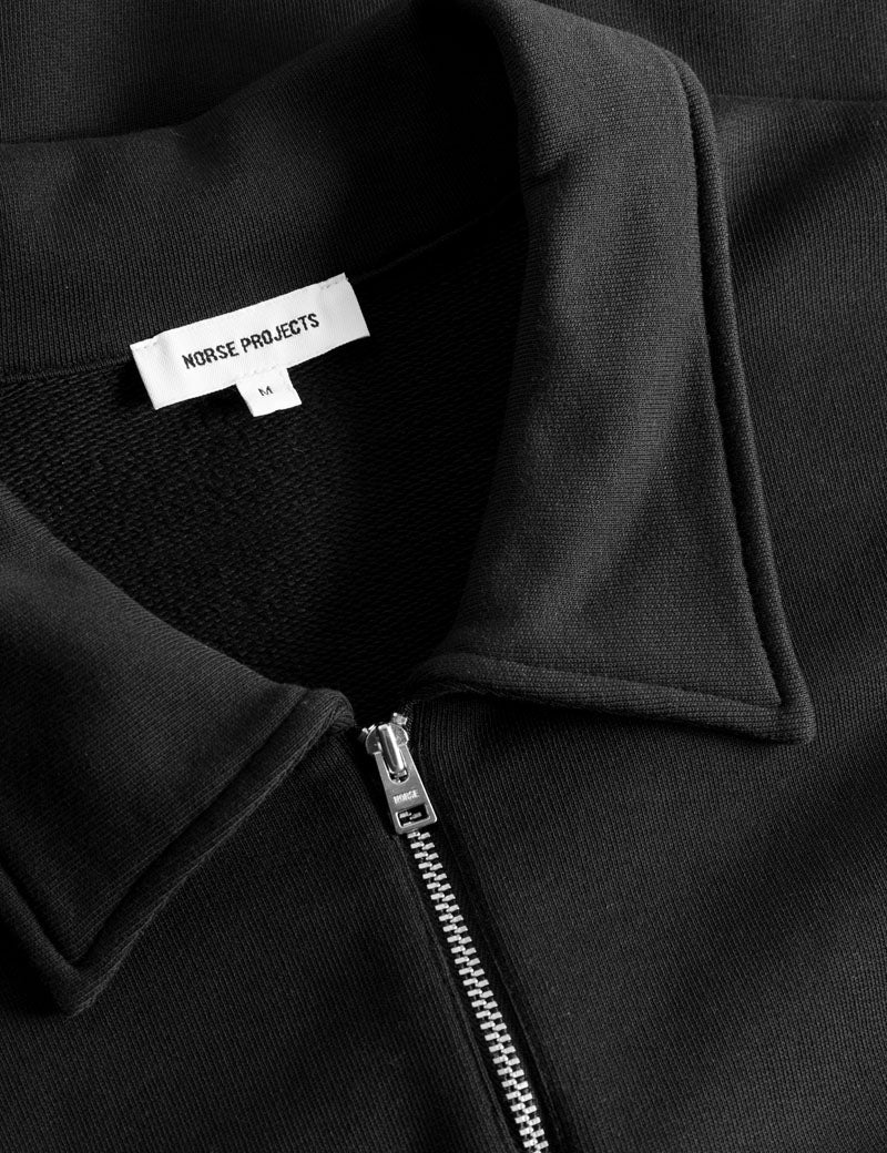 Norse Projects Ketel Norse Logo Half Zip Sweatshirt Black