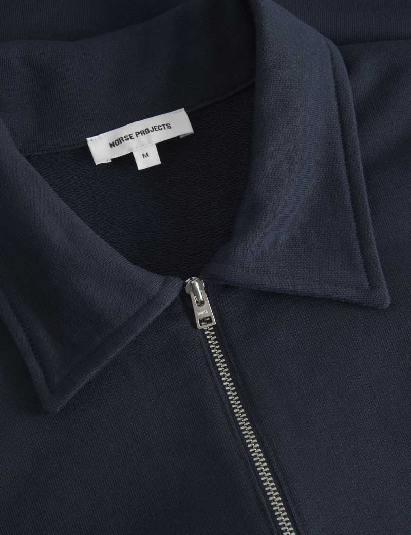 Norse Projects Ketel Relaxed Organic Half Zip Sweatshirt Dark Navy