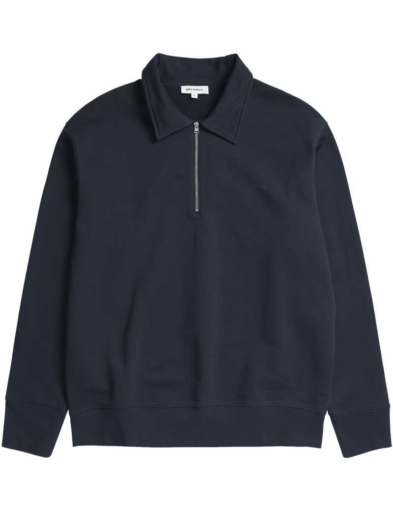 Norse Projects Ketel Relaxed Organic Half Zip Sweatshirt Dark Navy