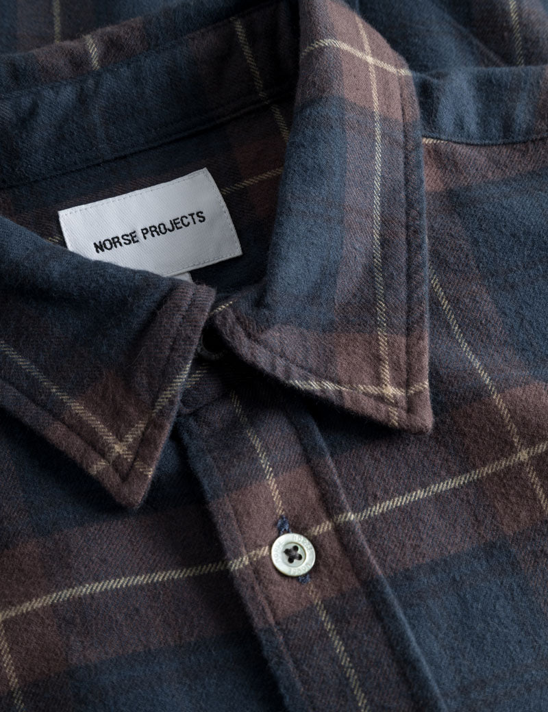 Norse Projects Osvald Organic Flannel Check Shirt Wine Red