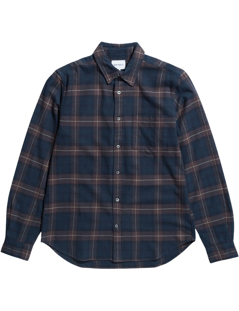 Norse Projects Osvald Organic Flannel Check Shirt Wine Red