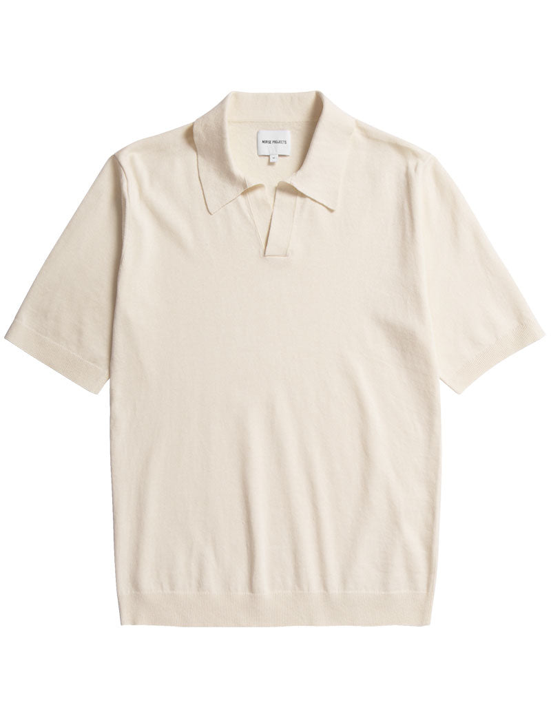 Norse Projects Leif Cotton Linen Polo Shirt Kit White