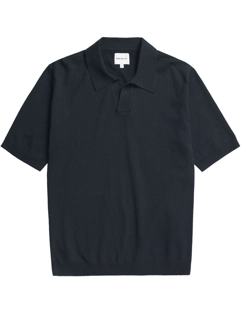 Norse Projects Leif Cotton Linen Polo Shirt Dark Navy
