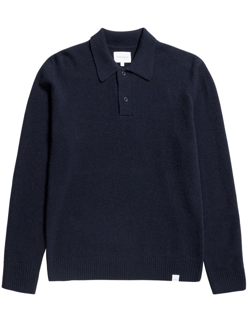 Norse Projects Standard Merino Lambswool Polo Dark Navy