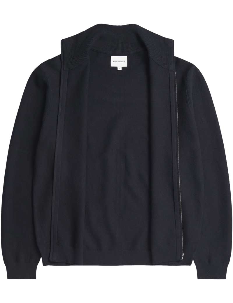 Norse Projects Links Cotton Linen Zip Jacket Dark Navy