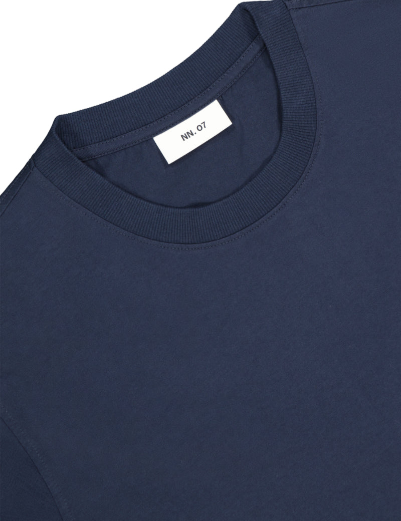 NN07 Adam Pima T-Shirt Navy Blue Collar
